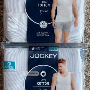 Two - 3 Pack Jockey Men's White Cotton Tank Tops - Size XL Tall